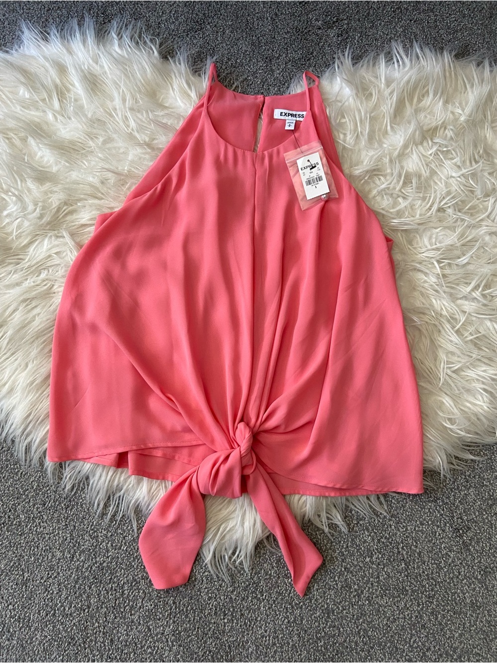 Express Coral Pink Tie-Front Halter Cami